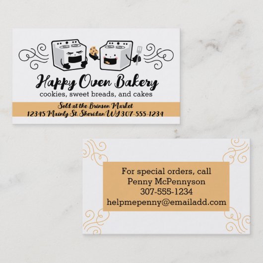 Leuke ovenfornuis koekje bakken visitekaartjes (Voorkant / Achterkant)