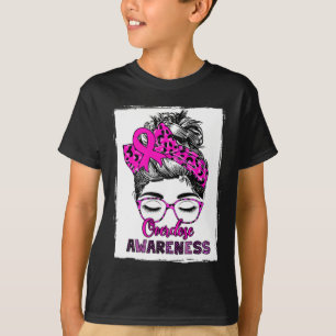Leuke Overdosis Awareness Messy Hair Bun Voor Vrou T-shirt
