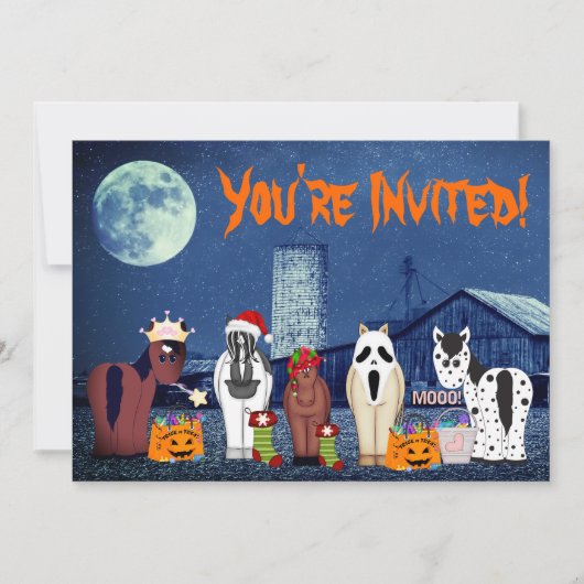 Leuke paarden in kostuums ~ Paard Halloween Party Kaart (Voorkant)