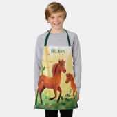 Leuke paardenliefhebbers Voeg naam kinder Schort (Gedragen)