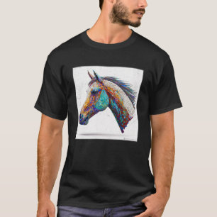 Leuke Paardenverf Splatter Kleurrijke Waterverf Vr T-shirt