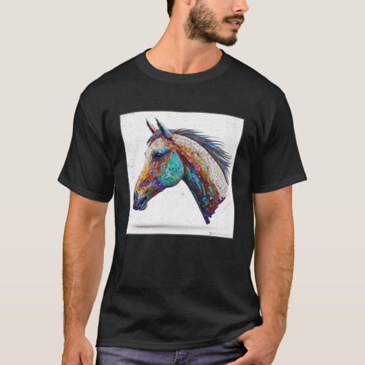 Leuke Paardenverf Splatter Kleurrijke Waterverf Vr T-shirt (Voorkant)