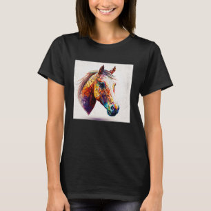 Leuke Paardenverf Splatter Kleurrijke Waterverf Vr T-shirt