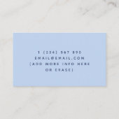 Leuke Paarse Baby Olifant Babysitting Theme Blauw Visitekaartje (Achterkant)