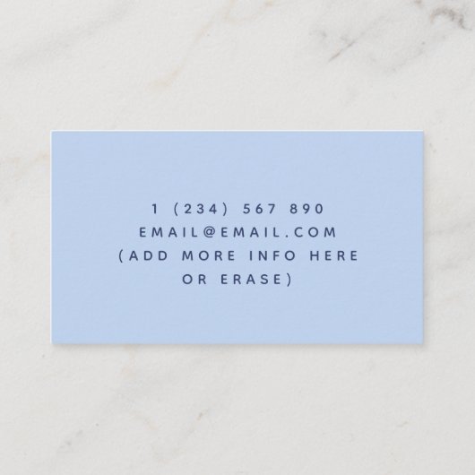 Leuke Paarse Baby Olifant Babysitting Theme Blauw Visitekaartje (Achterkant)