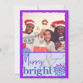 Leuke Paarse Blauwe Vrolijk en Heldere Sneeuwvlok  Feestdagenkaart (Voorkant)