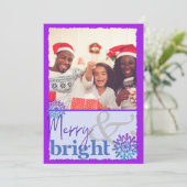 Leuke Paarse Blauwe Vrolijk en Heldere Sneeuwvlok  Feestdagenkaart (Staand voorkant)