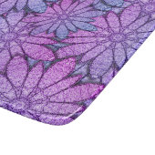 Leuke Paarse Bloemen Glas Snijplank (Hoek)