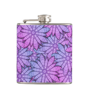 Leuke paarse bloemen heupfles