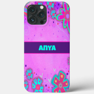 Leuke paarse bloemen Naam Girly Fun Inspirivity Case-Mate iPhone Case