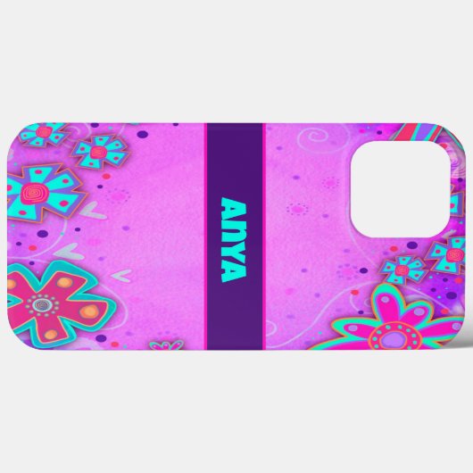 Leuke paarse bloemen Naam Girly Fun Inspirivity Case-Mate iPhone Case (Achterkant (horizontaal))