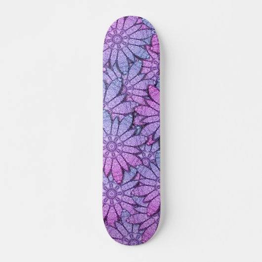 Leuke paarse bloemen persoonlijk skateboard (Voorkant)