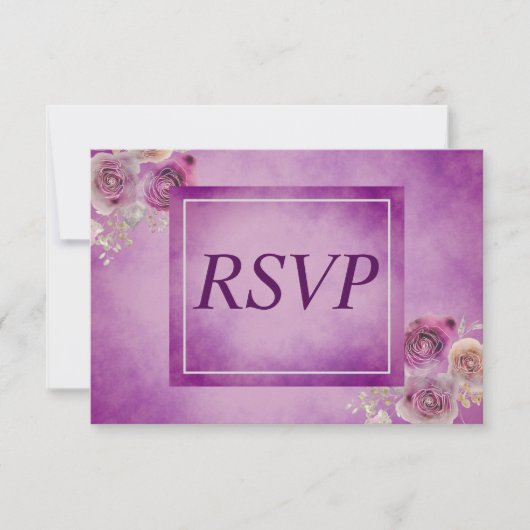 Leuke Paarse bloemen RSVP Kaartje (Voorkant)