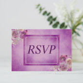 Leuke Paarse bloemen RSVP Kaartje (Staand voorkant)