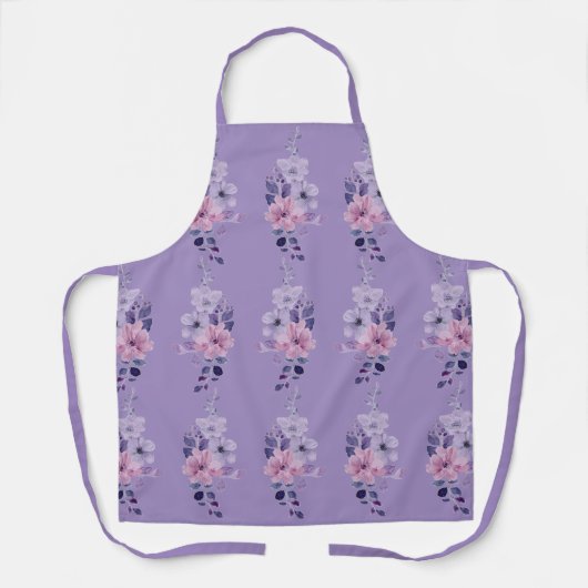 Leuke Paarse bloemen Schort (Voorkant)