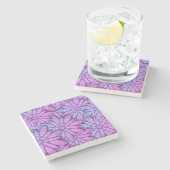 Leuke paarse bloemen stenen onderzetter (Zijkant)