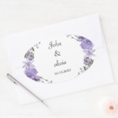 Leuke paarse bloemenbruiloft ovale sticker (Envelop)