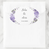 Leuke paarse bloemenbruiloft ovale sticker (Tas)