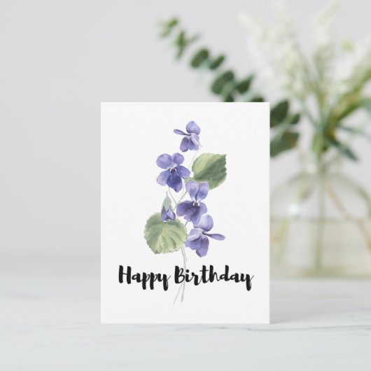 Leuke paarse bos Happy Verjaardag Briefkaart (Staand voorkant)