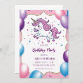 Leuke paarse eenhoorn verjaardagsuitnodigingen kaart (Voorkant / Achterkant)