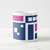 Leuke Paarse en Blauwe Geometrische Mod Blocks Grote Koffiekop (Voorkant)