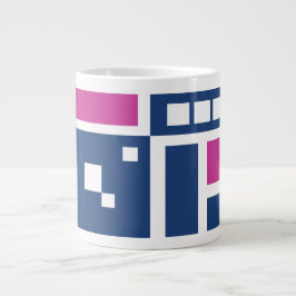 Leuke Paarse en Blauwe Geometrische Mod Blocks Grote Koffiekop