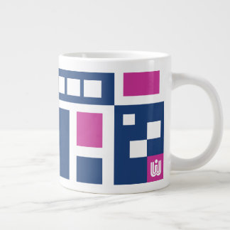 Leuke Paarse en Blauwe Geometrische Mod Blocks Grote Koffiekop