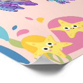 Leuke paarse en blauwe vis in oceaan scene, poster (Hoek)