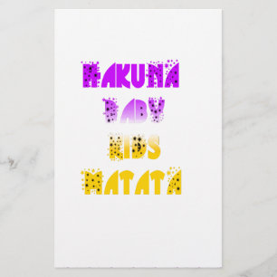 Leuke Paarse en Gele Hakuna Matata Baby Kids G Briefpapier