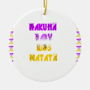 Leuke paarse en gele Hakuna Matata baby kinder Gra Keramisch Ornament