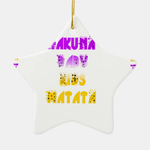 Leuke paarse en gele Hakuna Matata baby kinder Gra Keramisch Ornament