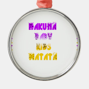 Leuke paarse en gele Hakuna Matata baby kinder Gra Metalen Ornament