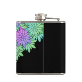 Leuke Paarse en Groene Bloemen Monogram Heupfles (Achterkant)