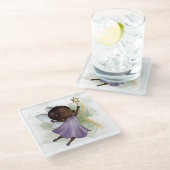 Leuke Paarse Fairy Holding Star Wand Glazen Onderzetter (Schuin)