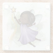 Leuke Paarse Fairy Holding Star Wand Glazen Onderzetter (Achterkant)