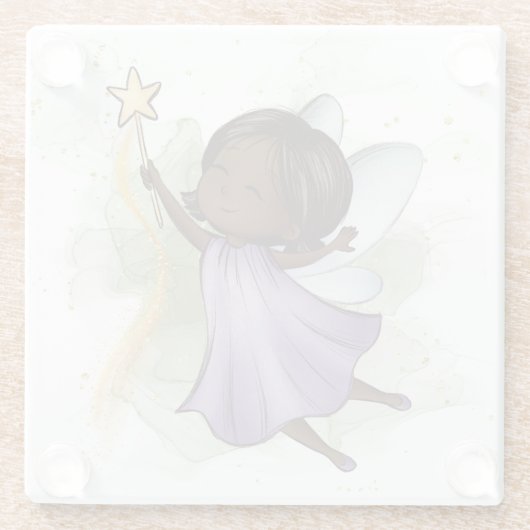 Leuke Paarse Fairy Holding Star Wand Glazen Onderzetter (Achterkant)