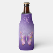 Leuke Paarse Fantasy Vlinder Monogram Flesjeskoeler (Fles Voorkant)