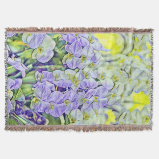 Leuke paarse gele orchideeën bloemen waterverf deken