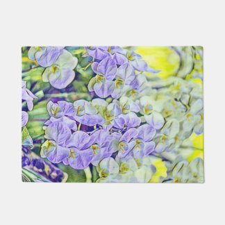 Leuke paarse gele orchideeën bloemen waterverf deurmat