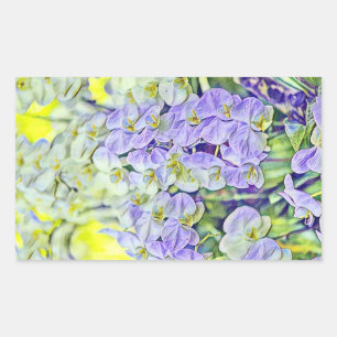 Leuke paarse gele orchideeën bloemen waterverf rechthoekige sticker