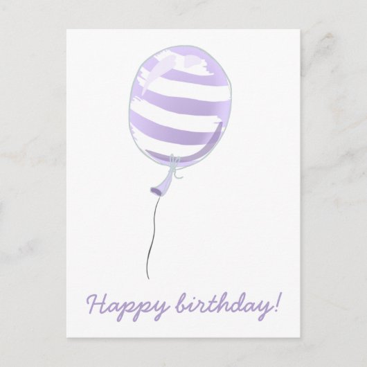 Leuke Paarse Gestreepte Ballon - Kinderverjaardag Briefkaart (Voorkant)