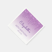 Leuke Paarse Glitter Drip 40ste Verjaardagsfeest Servet (Hoek)