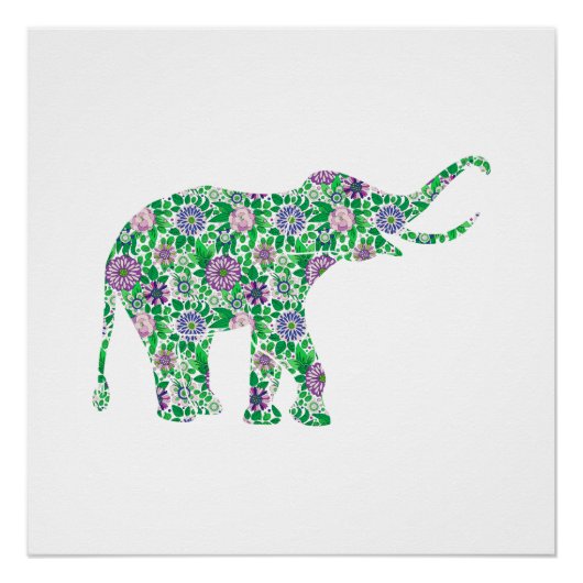 Leuke Paarse & groene olifant illustratie Perfect Poster (Voorkant)