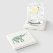 Leuke Paarse & groene olifant illustratie Stenen Onderzetter (Zijkant)