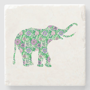 Leuke Paarse & groene olifant illustratie Stenen Onderzetter