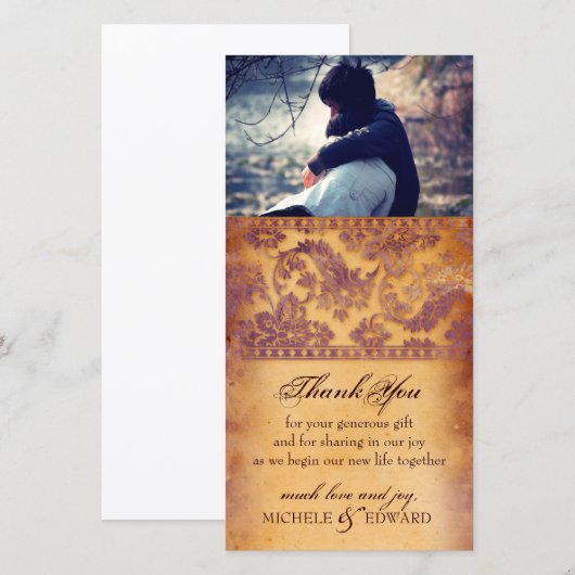 Leuke paarse grunge bedankkaart foto kaart (Voorkant / Achterkant)