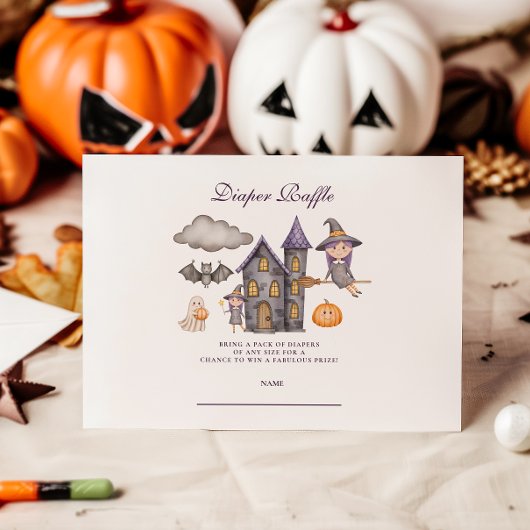 Leuke Paarse Halloween Luierraffle Informatiekaartje
