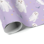 Leuke Paarse Halloween Waterverf Ghost Cadeaupapier (Rol Hoek)