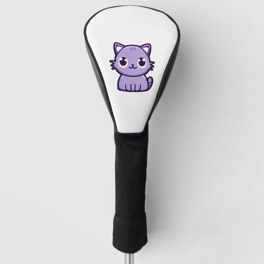 Leuke paarse kat golfheadcover (Voorkant)