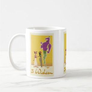 Leuke Paarse met Gele Cartoon Genie Drie wensen Koffiemok